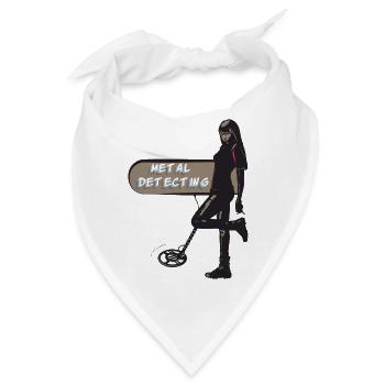Sexy Schatzsucherin mit Metalldetektor - Bandana - Weiß - Vorne