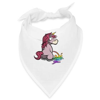Einhorn macht Pipi in Regenbogenfarben - Bandana - Weiß - Vorne
