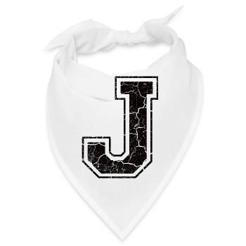Buchstabe J im Vintage-Shabby-Chic - Bandana - Weiß - Vorne