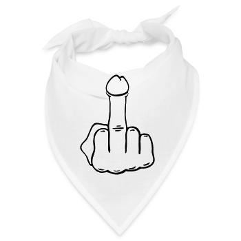 Mittelfinger Penis - Bandana - Weiß - Vorne