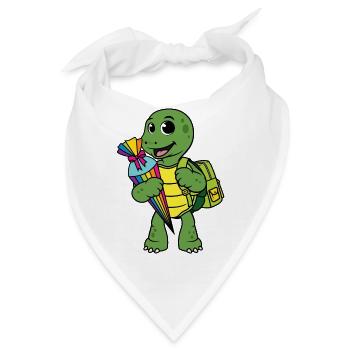 Schildkröte Schulkind Zuckertüte Einschulung Kind - Bandana - Weiß - Vorne