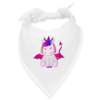 Einhorn Teufelshorn Geschenk Idee böse Vektor - Bandana - Weiß - Vorne