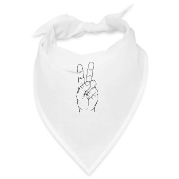 Handzeichen "Victory" "schwarz" - Bandana - Weiß - Vorne