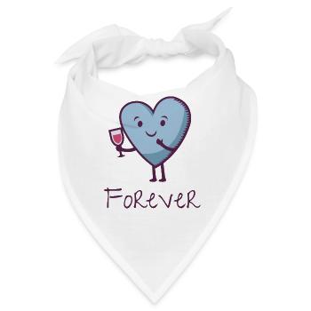 Together Forever Partner Valentinstag Herz Wein - Bandana - Weiß - Vorne