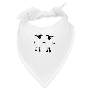 Zwei niedliche Schafe Hand in Hand - Bandana - Weiß - Vorne