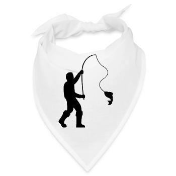 Fischer mit Angelrute und Fisch - Bandana - Weiß - Vorne