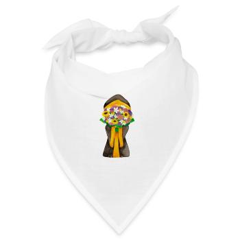 Münchner Kindl mit Blumenstrauß - Bandana - Weiß - Vorne