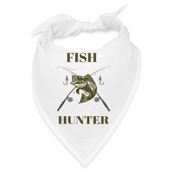 Fish Hunter Tshirt Angler Geschenk - Bandana - Weiß - Vorne