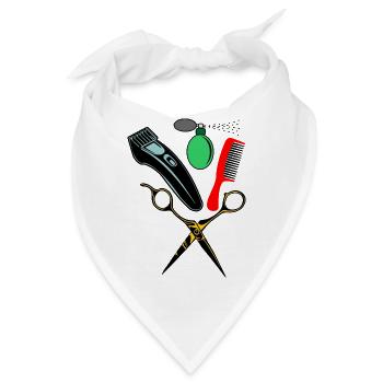 Bunter Kamm, Schere, Rasierer gut riechend - Bandana - Weiß - Vorne