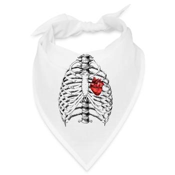 Anatomie Skelett Brustkorb mit Herz - Bandana - Weiß - Vorne
