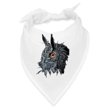 Uhu /Bubo Bubo/Eule - Bandana - Weiß - Vorne