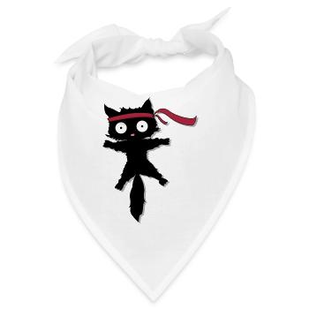 Ninja Beschützer in Katzenform - Bandana - Weiß - Vorne