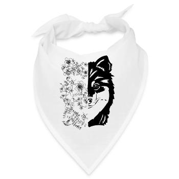 Finnischer Lapphund mit Blumen - Bandana - Weiß - Vorne