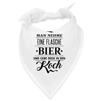 Bierflasche Koch Rezept Küche Grillabend Fleisch - Bandana - Weiß - Vorne