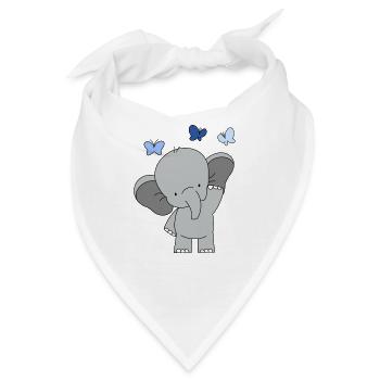 Baby Elefant 🐘 blau 💙💙💙 - Bandana - Weiß - Vorne