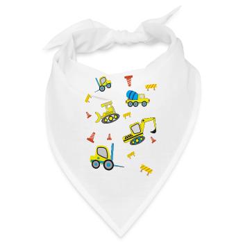 Baustellen Fahrzeuge - Bandana - Weiß - Vorne