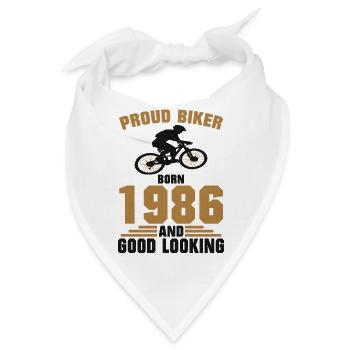 Stolzer Radfahrer Geburtstag 1986 Geboren Fahrrad - Bandana - Weiß - Vorne
