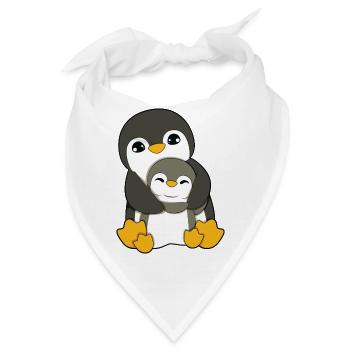 Pinguin Umarmen - Bandana - Weiß - Vorne