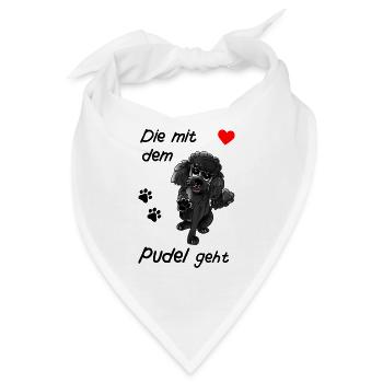 Pudeldesign - Die mit dem Pudel geht Comicstyle - Bandana - Weiß - Vorne