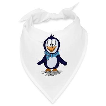 Lustiger Piguin mit Schal - Bandana - Weiß - Vorne