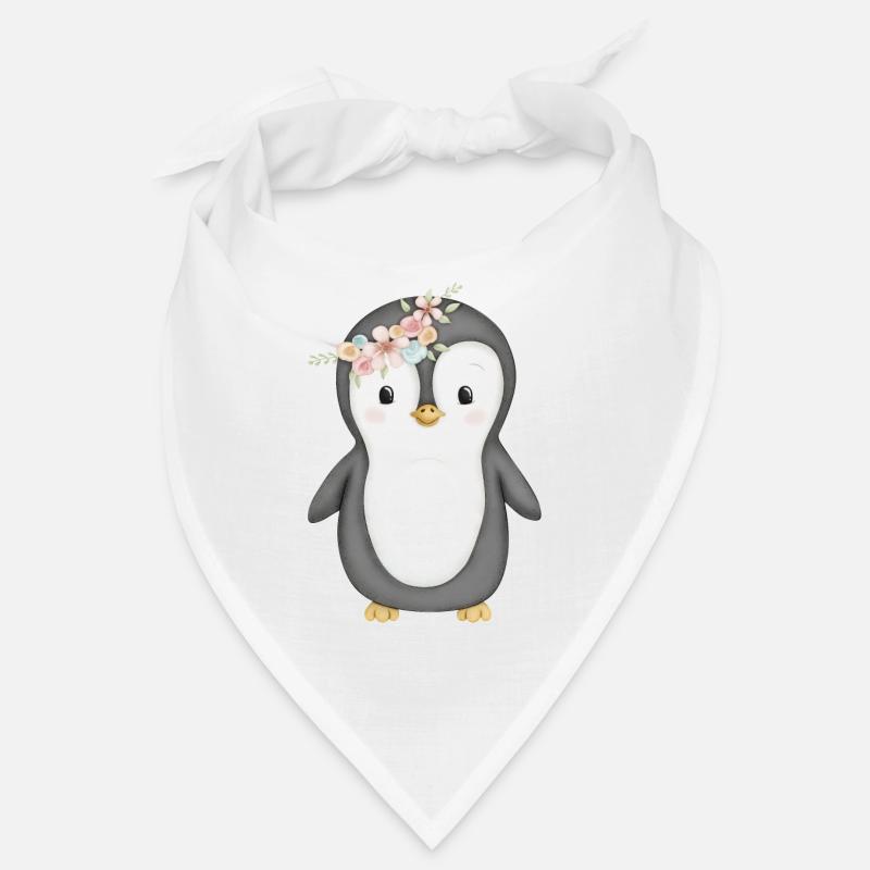 pingouin doux avec couronne de fleurs Bandana