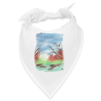 Strand/Düne Blau-/Grüntöne (Pastellkreide) - Bandana - Weiß - Vorne