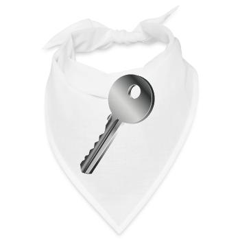 silberfarbener einzelner Schlüssel - Bandana - Weiß - Vorne