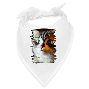 Katzengesicht - Bandana - Weiß - Vorne