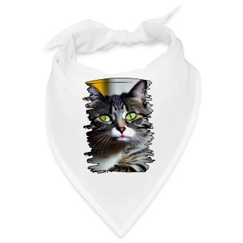 Katzengesicht - Bandana - Weiß - Vorne