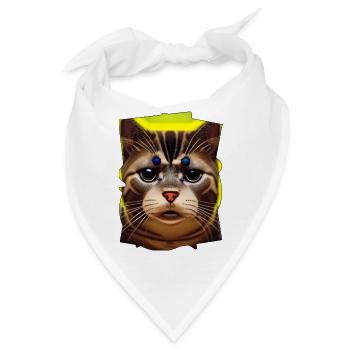 Katzengesicht - Bandana - Weiß - Vorne