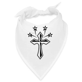 Kreuz mit vier Sternen - Bandana - Weiß - Vorne