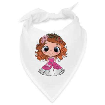 Rothaarige Prinzessin mit blauen Augen und rosa Kleid - Bandana - Weiß - Vorne