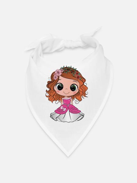 Red-haired princess with green eyes and a pink dress - Bandana - white - Front
