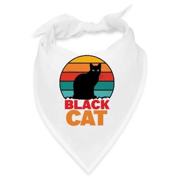 Schwarze Katze - Bandana - Weiß - Vorne