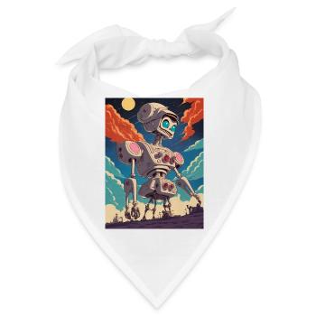50er Jahre Cartoon - Crazy Roboter - Sci-Fi - Bandana - Weiß - Vorne