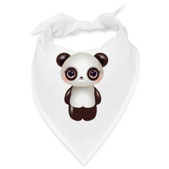 niedlicher Panda mit rosa Wangen im Comic Stil - Bandana - Weiß - Vorne
