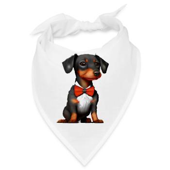 Hund Dachshund Hunde mit Anzug Dackelwelpe - Bandana - Weiß - Vorne