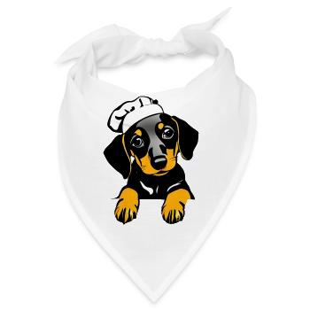 Hunde Dachshund Gastronom Hund Kochen Dackelwelpe - Bandana - Weiß - Vorne