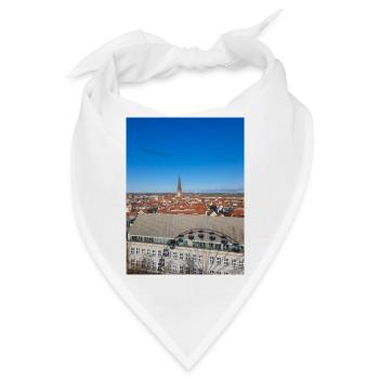 Rostocker Skyline und Altstadt hinter dem Rathaus - Bandana - Weiß - Vorne