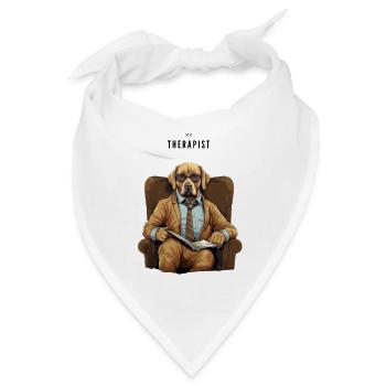 Golden Retriever: "My Dog is My Therapist" - Bandana - Weiß - Vorne