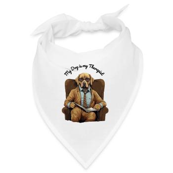 Golden Retriever: "My Dog is My Therapist" - Bandana - Weiß - Vorne