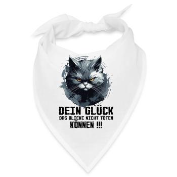 Böse Blicken Katze mit Spruch - Bandana - Weiß - Vorne