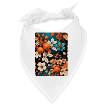 Herbst Blumen mit Mandarinen und Nüsse - Bandana - Weiß - Vorne