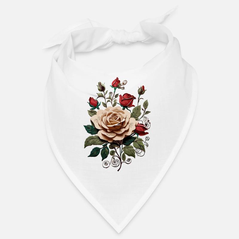 Rose dans le jardin - Bandana - blanc