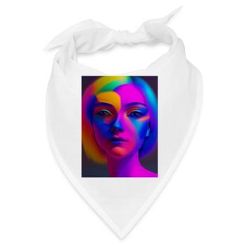Neonfarbenes Farbporträt - Bandana - Weiß - Vorne