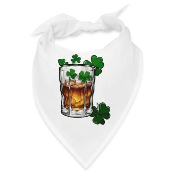 Kleeblatt / Whiskey / Alkohol / Glück / Irish Pub - Bandana - Weiß - Vorne
