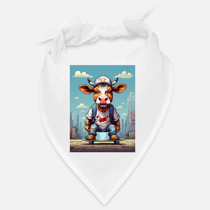 Comic Kuh auf Skateboard Bandana