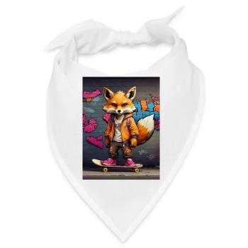 Urbaner Fuchs auf Skateboard im Graffiti-Stil - Bandana - Weiß - Vorne