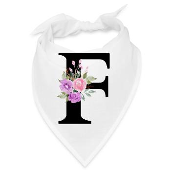 Lila Blumenbuchstabe F - Bandana - Weiß - Vorne