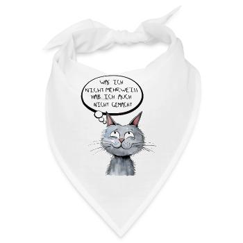 Katzenkopf mit Denkblase - Cartoon Stil - Bandana - Weiß - Vorne